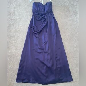 Satin Formal Full Length Strapless Dress - Dark purple